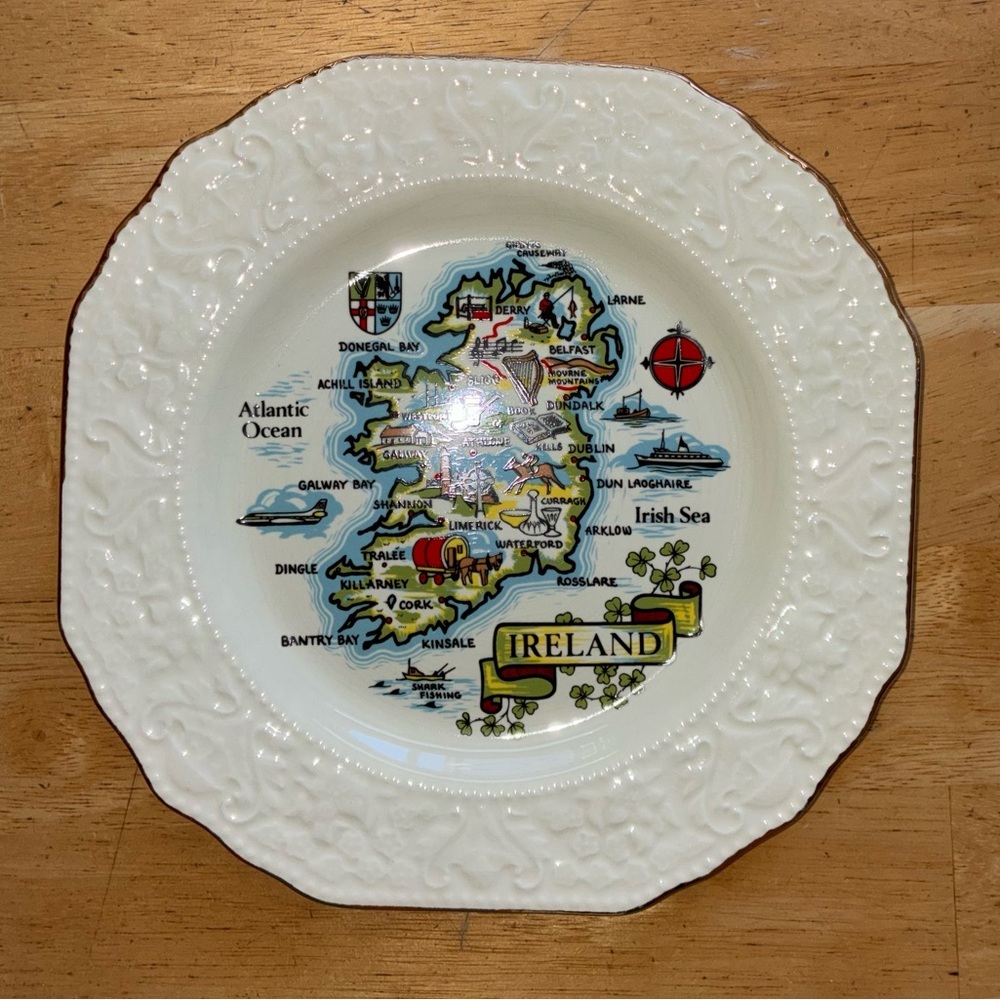 Vintage Carrigcraft Carringaline County Cork Ireland Map Decorative Plate